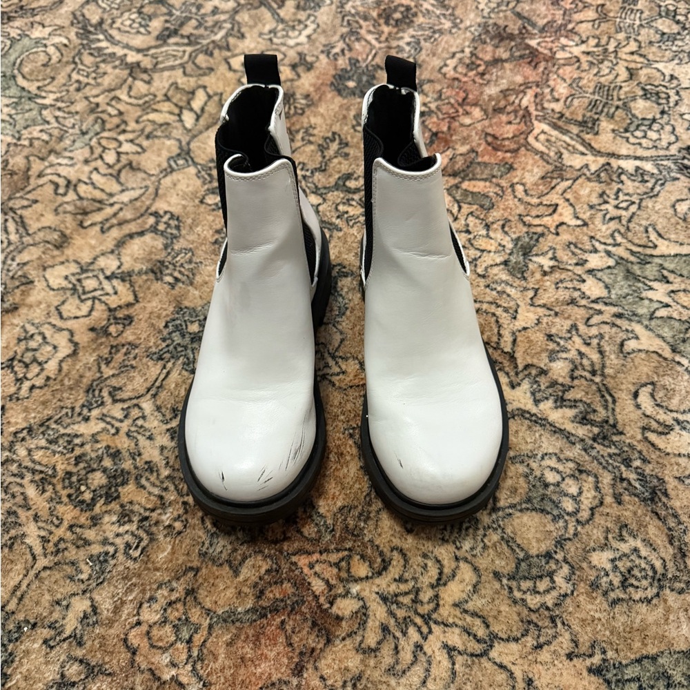 Soda White and Black Ankle Boots